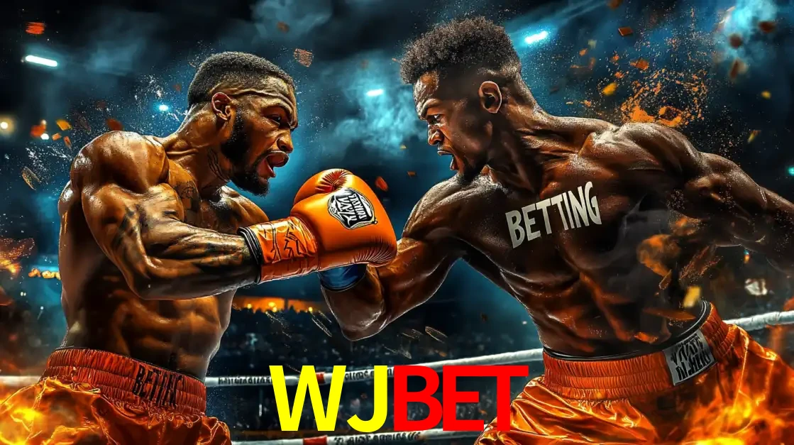 Dois boxeadores em uma luta intensa e explosiva, representando a adrenalina e as oportunidades de apostas em esportes de combate disponíveis na plataforma WJBET.