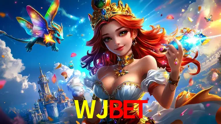 A princesa de um reino de fantasia mágico, com seu pequeno dragão, apresentando um mundo de prêmios encantados nos jogos de caça-níqueis do cassino WJBET.