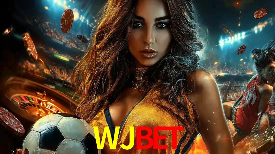 Mulher segurando uma bola de futebol em uma montagem que mistura a paixão esportiva com a emoção da roleta de cassino, tudo disponível na plataforma WJBET.